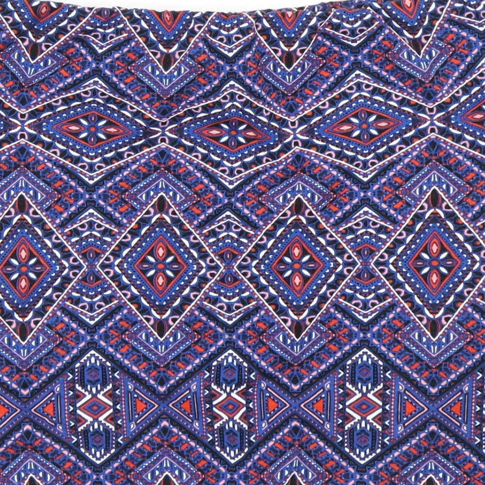New Look Womens Blue Geometric  A-Line Skirt Size 12