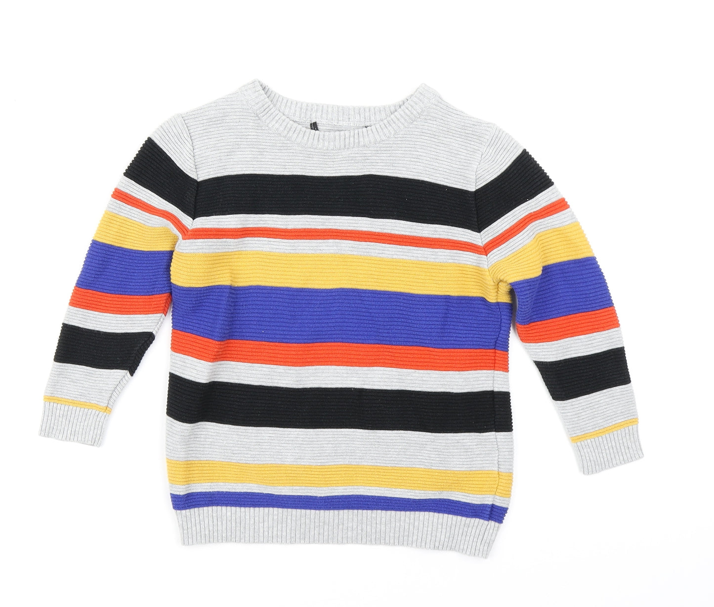 George Boys Grey Striped Knit Pullover Jumper Size 2-3 Years