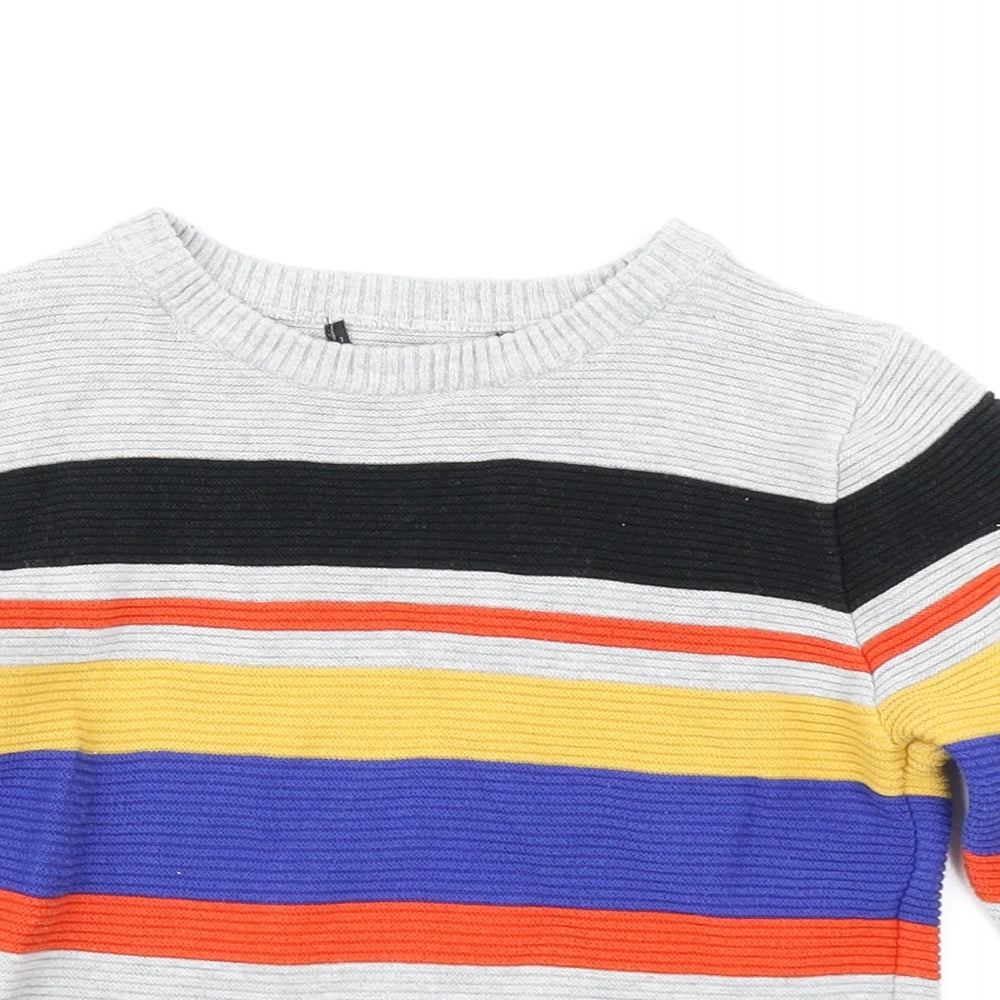 George Boys Grey Striped Knit Pullover Jumper Size 2-3 Years