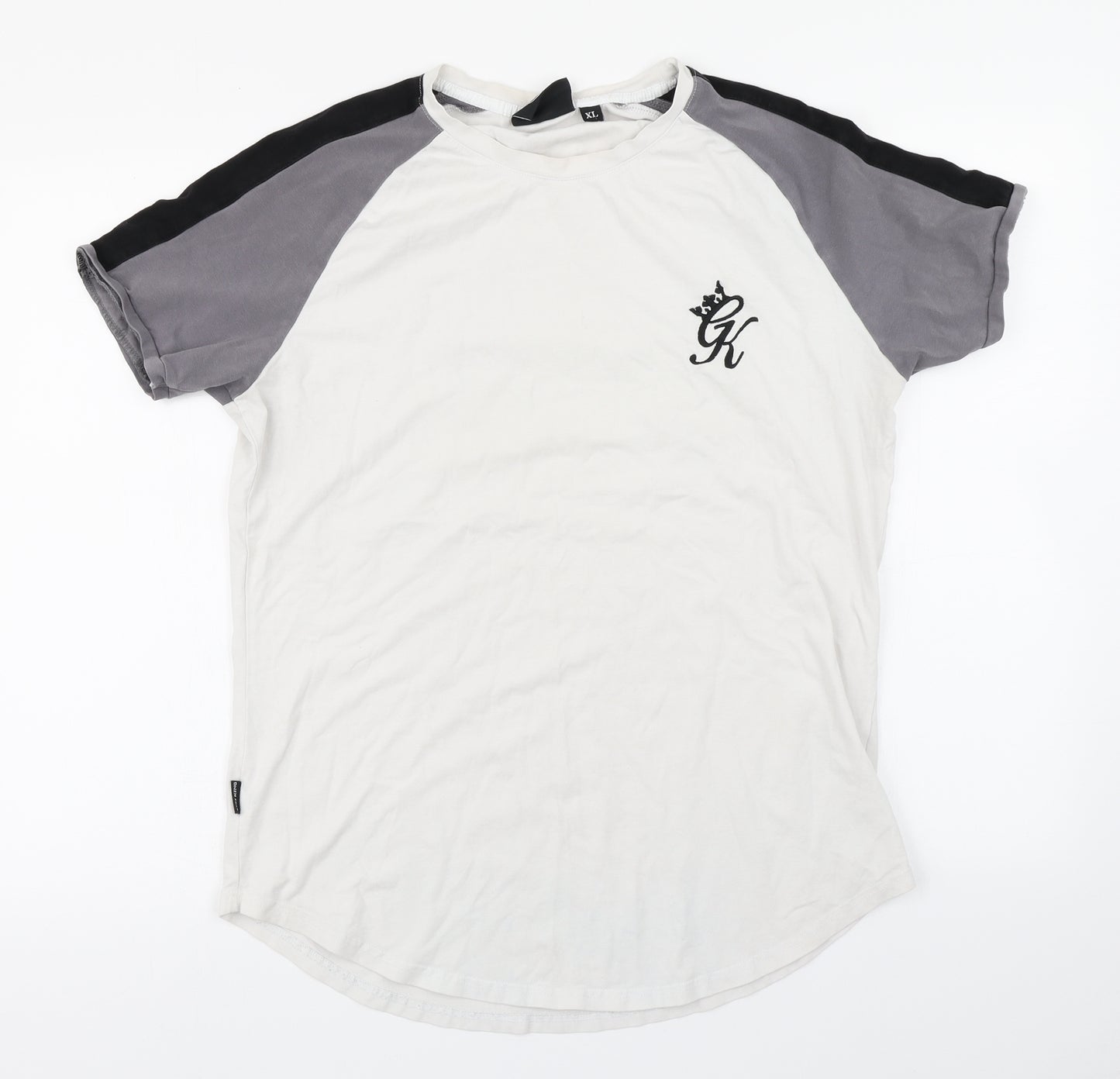 GK Mens White Colourblock   T-Shirt Size XL