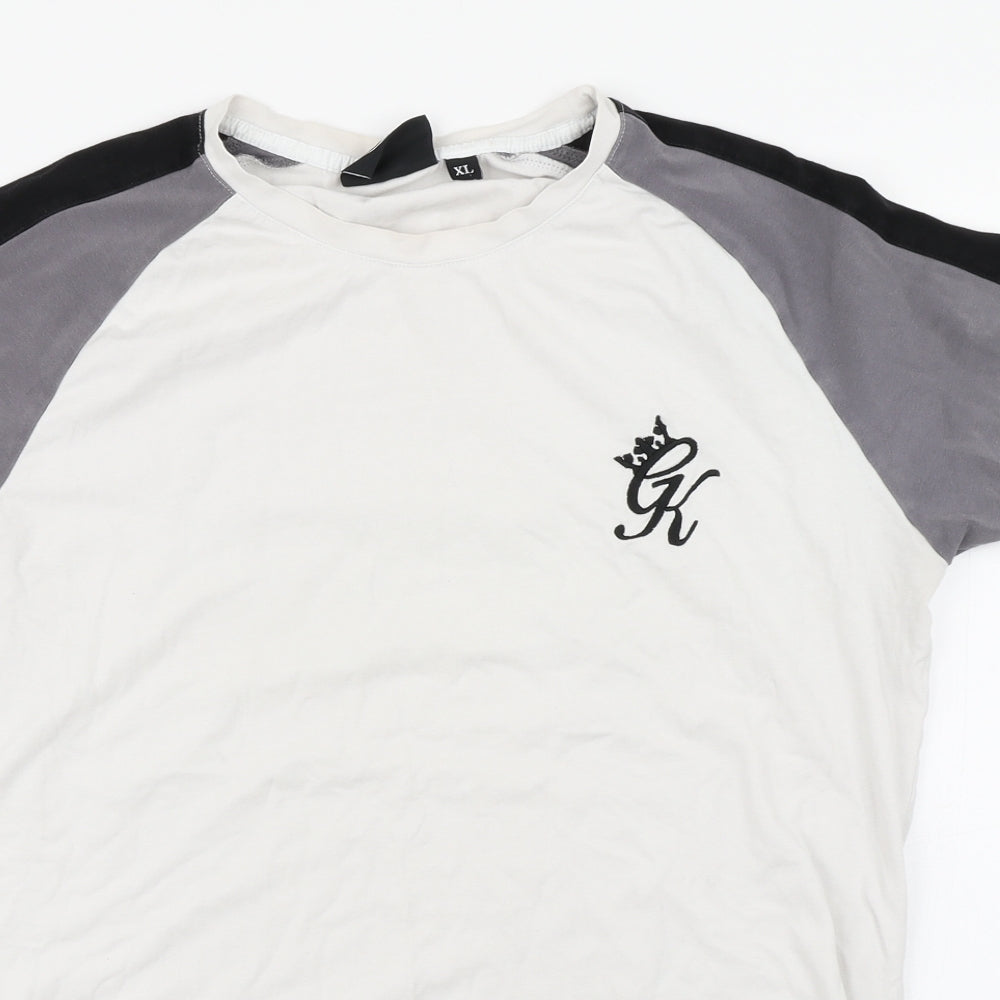 GK Mens White Colourblock   T-Shirt Size XL