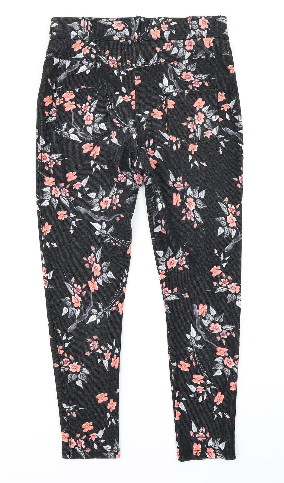 Select Womens Black Floral Denim Jegging Jeans Size 12 L22 in