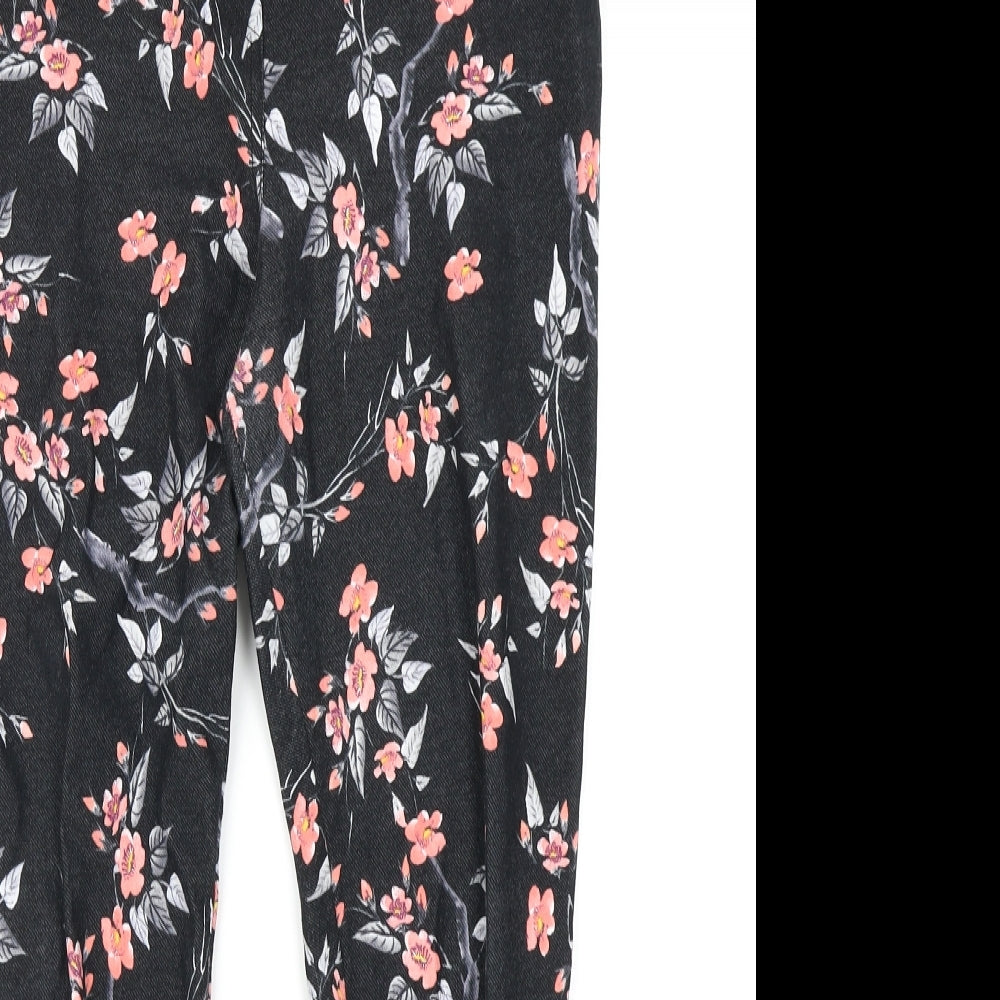 Select Womens Black Floral Denim Jegging Jeans Size 12 L22 in