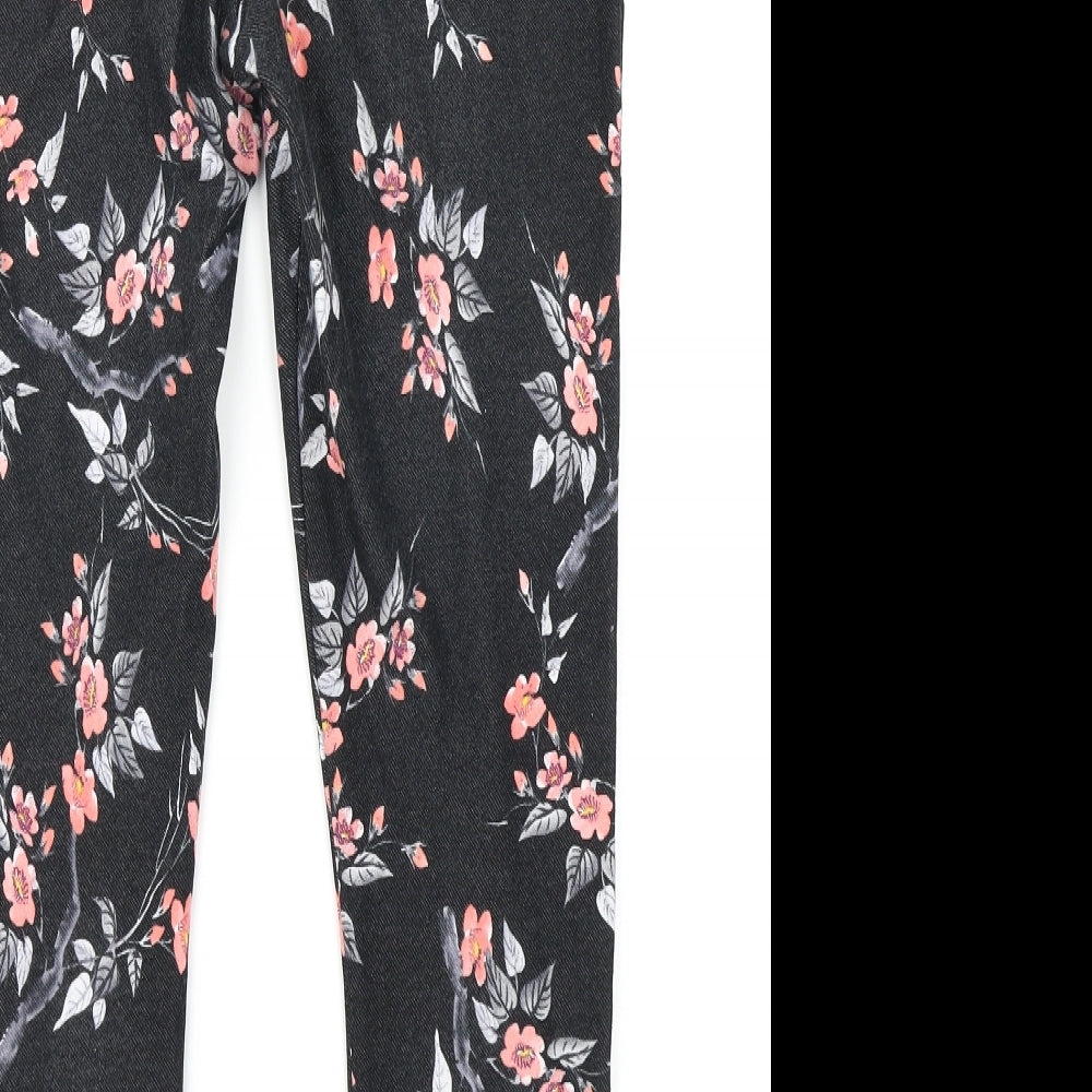 Select Womens Black Floral Denim Jegging Jeans Size 12 L22 in