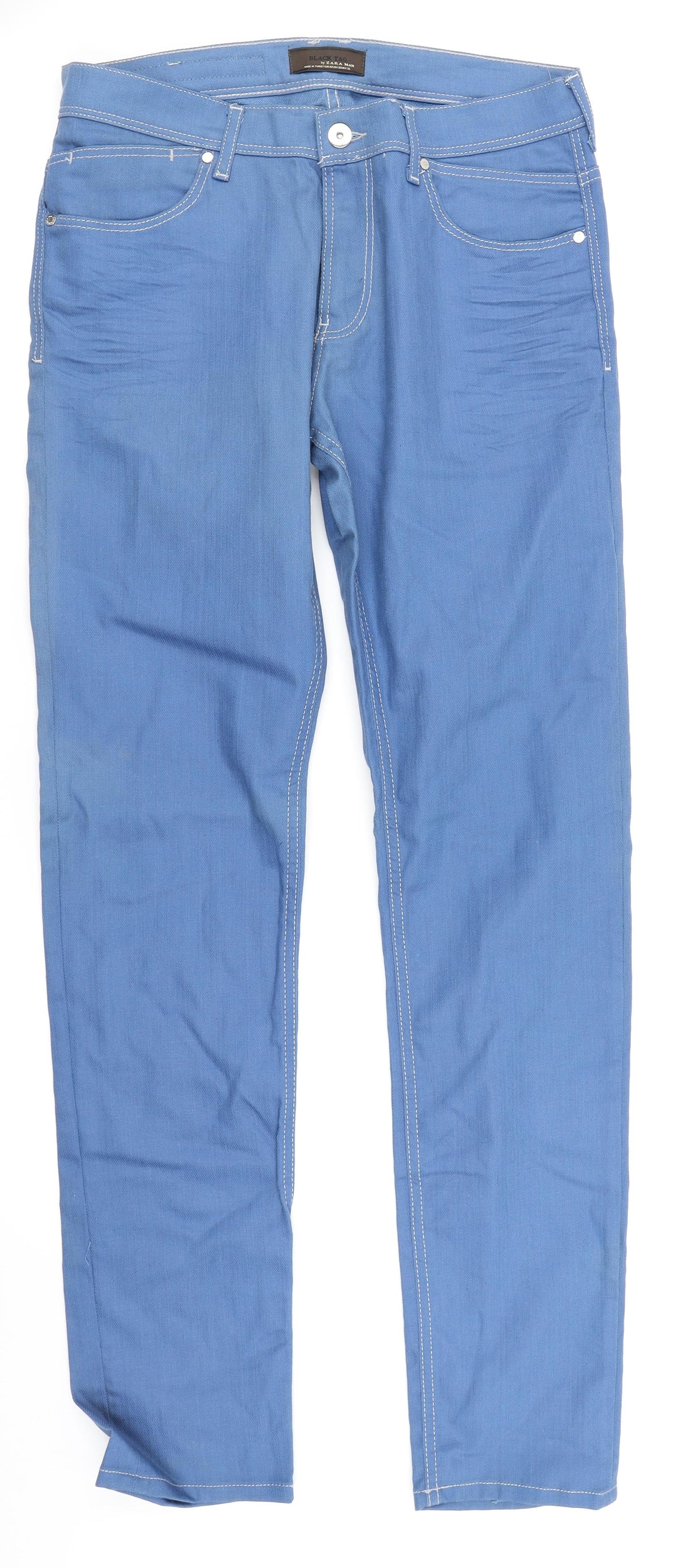 Zara Mens Blue  Denim Straight Jeans Size 32 in L32 in