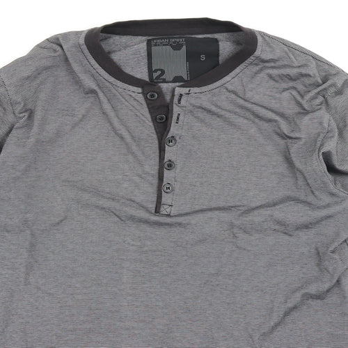 Urban Spirit Mens Black Striped   T-Shirt Size S