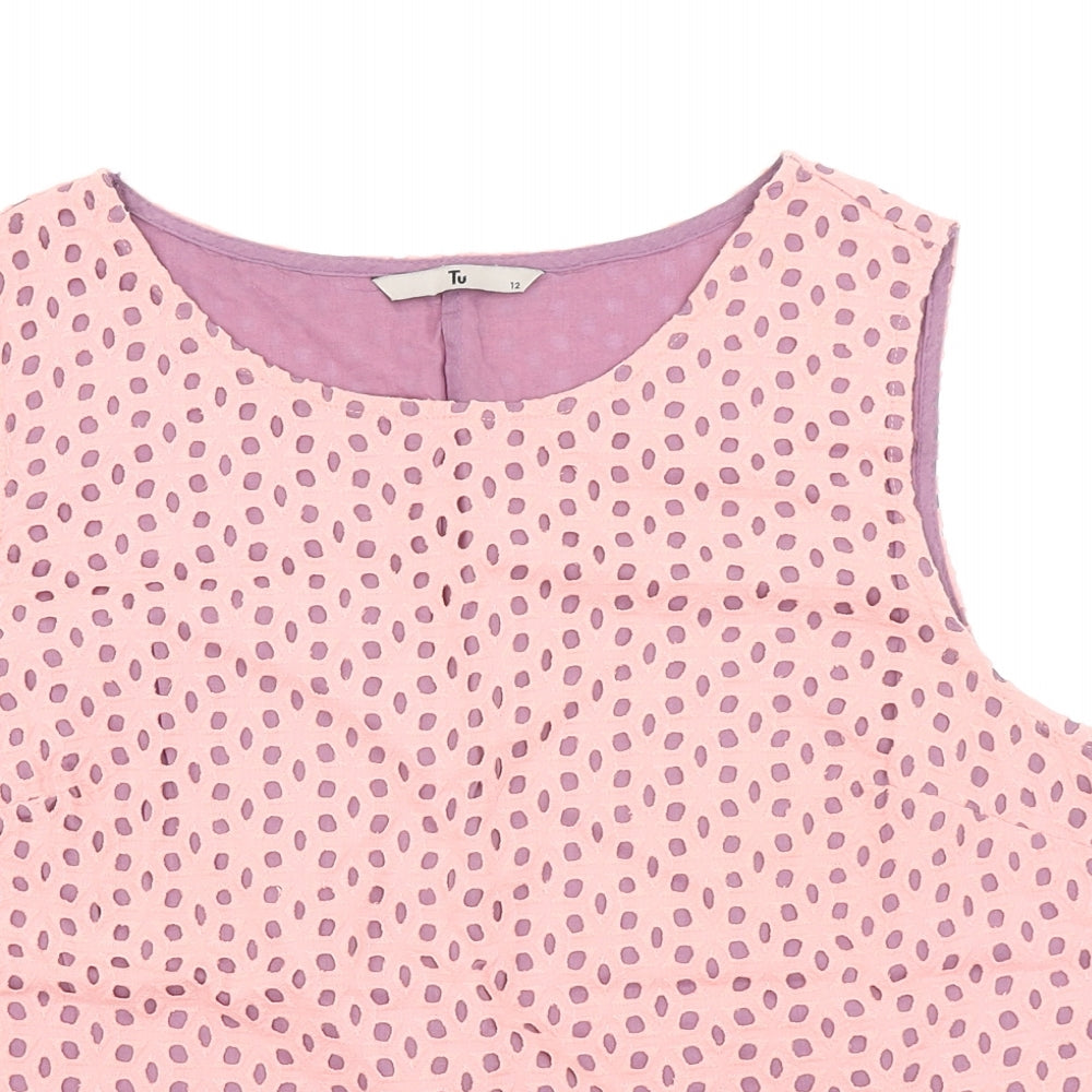 TU Womens Pink Floral  Basic Blouse Size 12