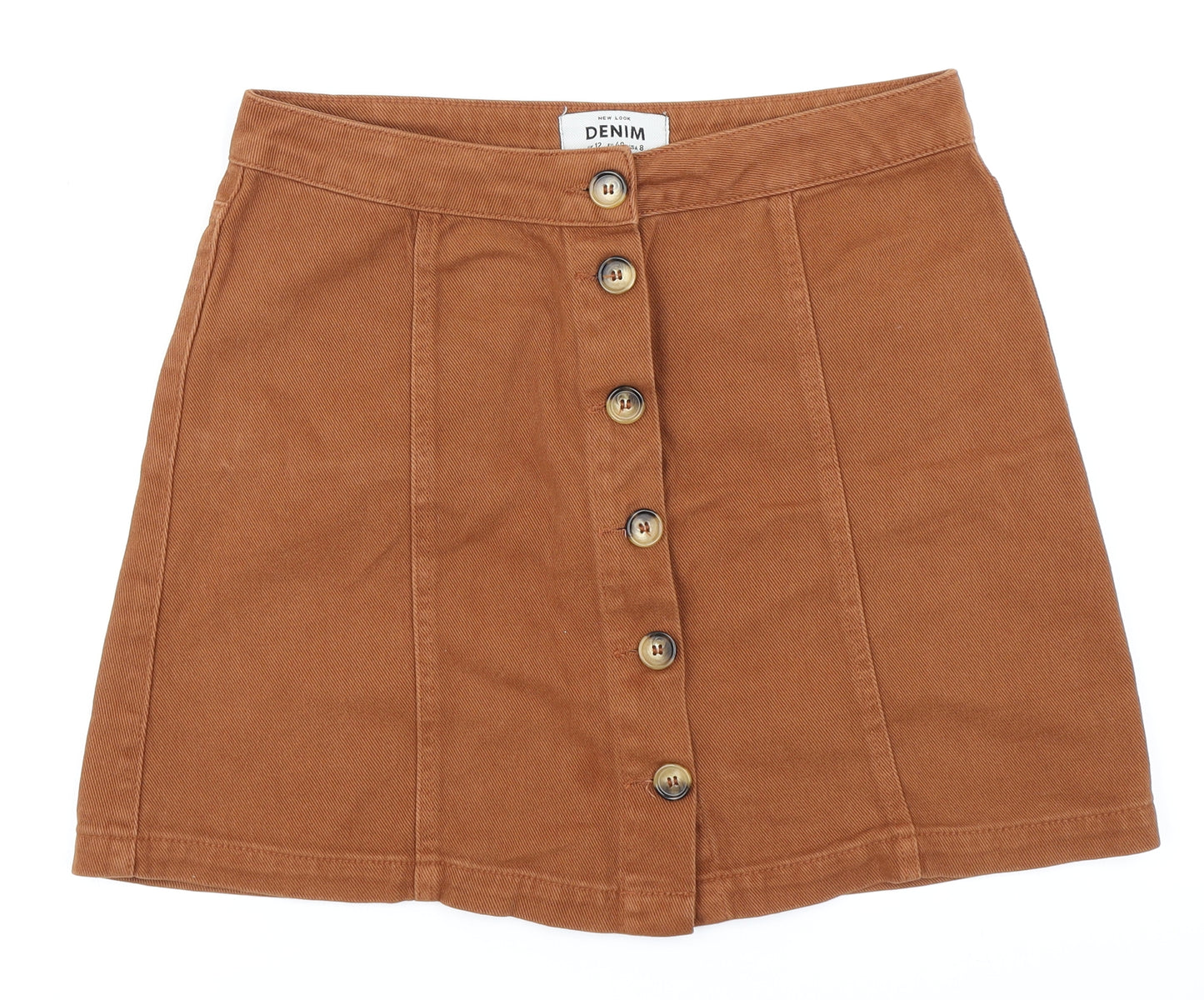 New Look Womens Brown  Denim A-Line Skirt Size 12