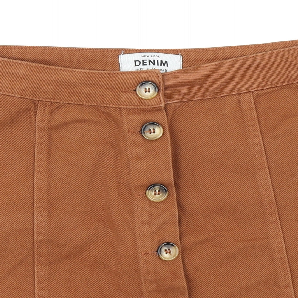 New Look Womens Brown  Denim A-Line Skirt Size 12