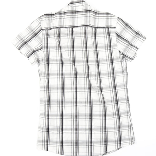 Urban Spirit Mens White Plaid   Button-Up Size S