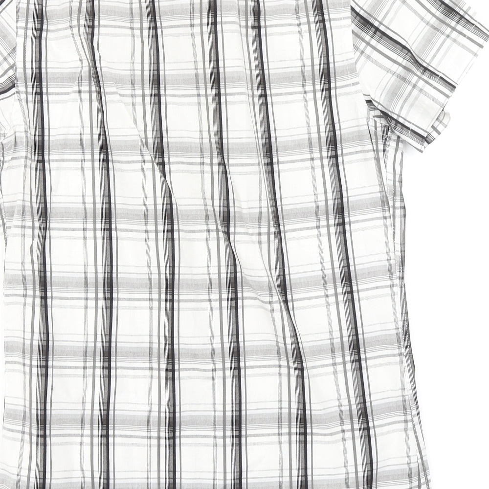 Urban Spirit Mens White Plaid   Button-Up Size S