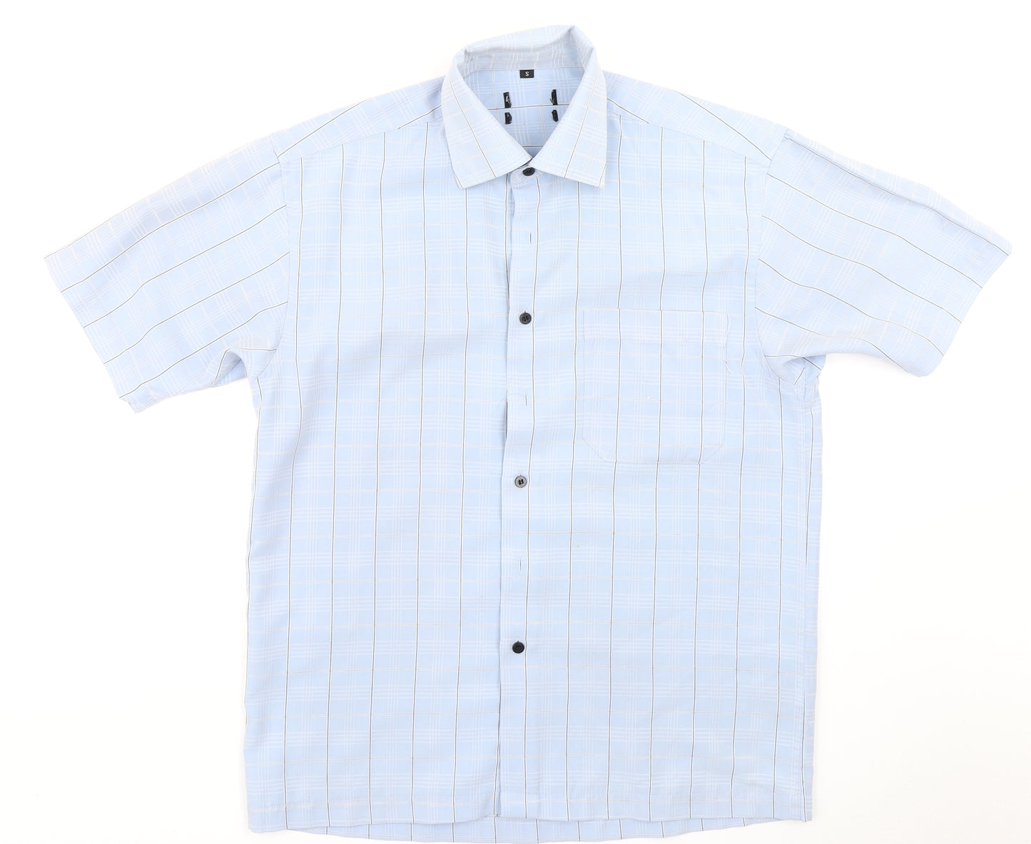 Preworn Mens Blue Plaid   Button-Up Size S