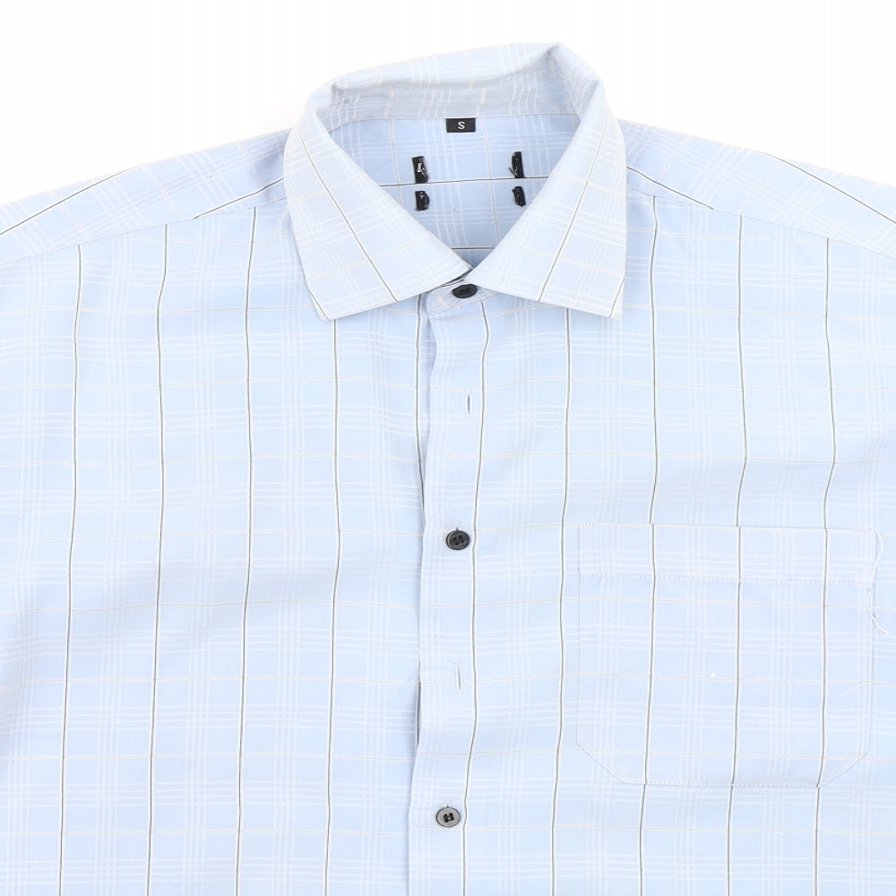 Preworn Mens Blue Plaid   Button-Up Size S