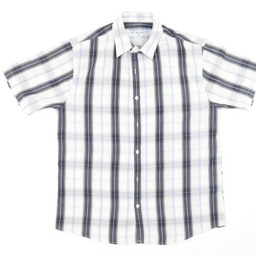 Urban Spirit Mens Blue Plaid   Button-Up Size M