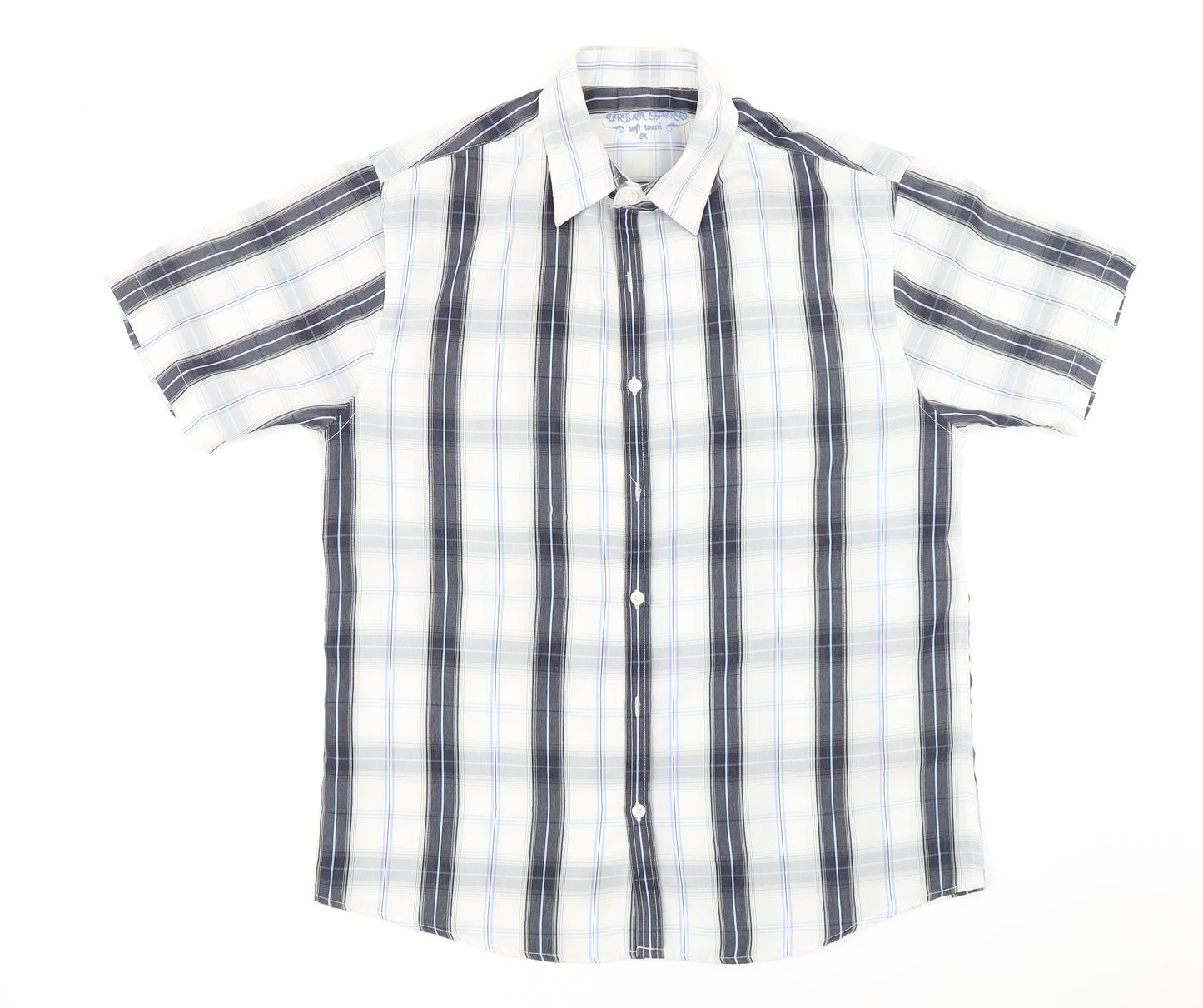 Urban Spirit Mens Blue Plaid   Button-Up Size M