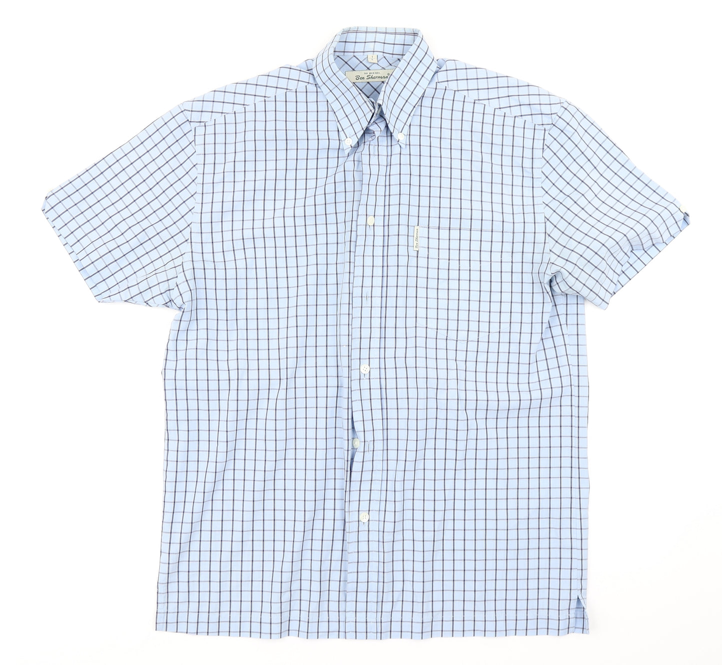 Ben Sherman Mens Blue Check   Button-Up Size S