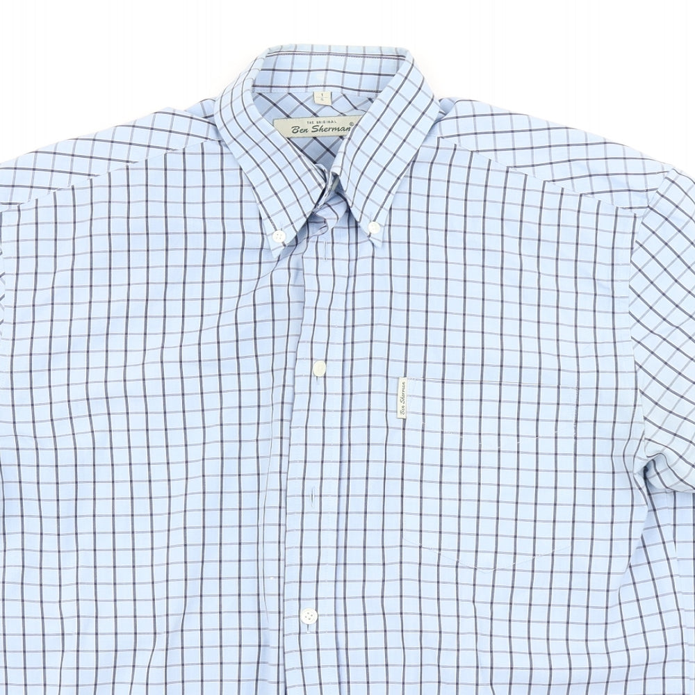 Ben Sherman Mens Blue Check   Button-Up Size S