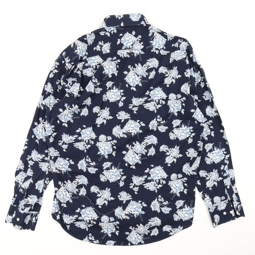 Moss Mens Blue Floral   Dress Shirt Size 17