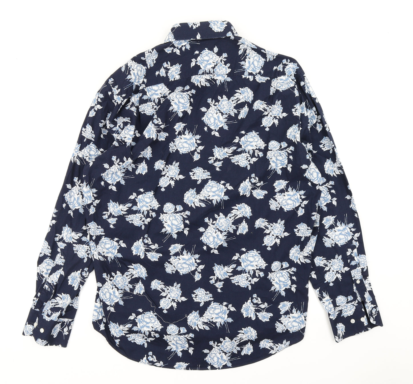 Moss Mens Blue Floral   Dress Shirt Size 17