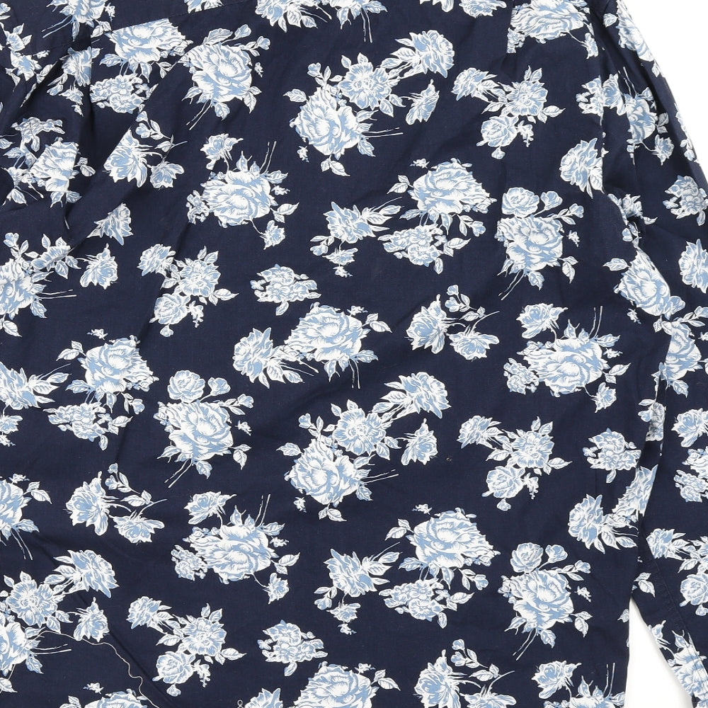 Moss Mens Blue Floral   Dress Shirt Size 17