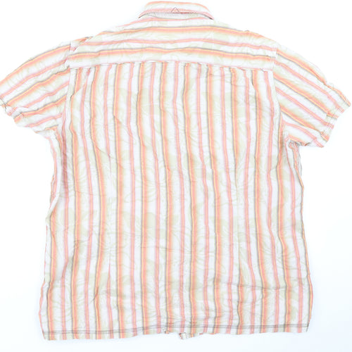 Burton Mens Orange Striped   Button-Up Size XL