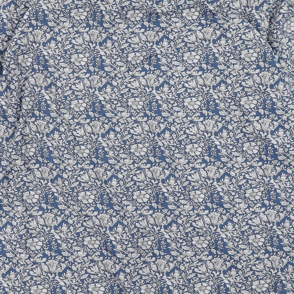 Moss Mens Blue Floral   Button-Up Size 17
