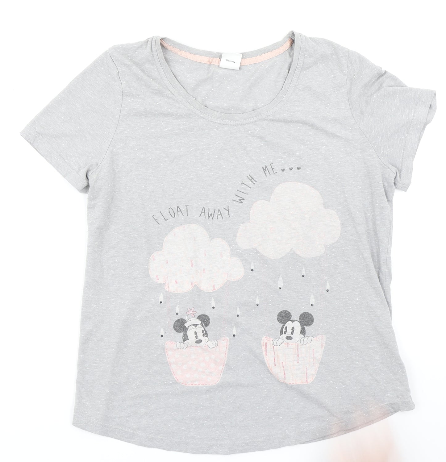 Disney Womens Grey   Basic T-Shirt Size 12  - Mickey and Minnie