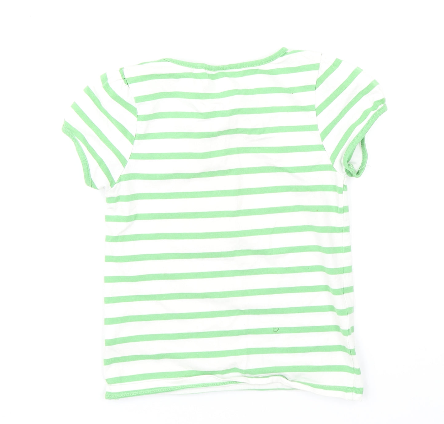 H&M Girls Green Striped  Basic T-Shirt Size 7-8 Years  - Hello Kitty