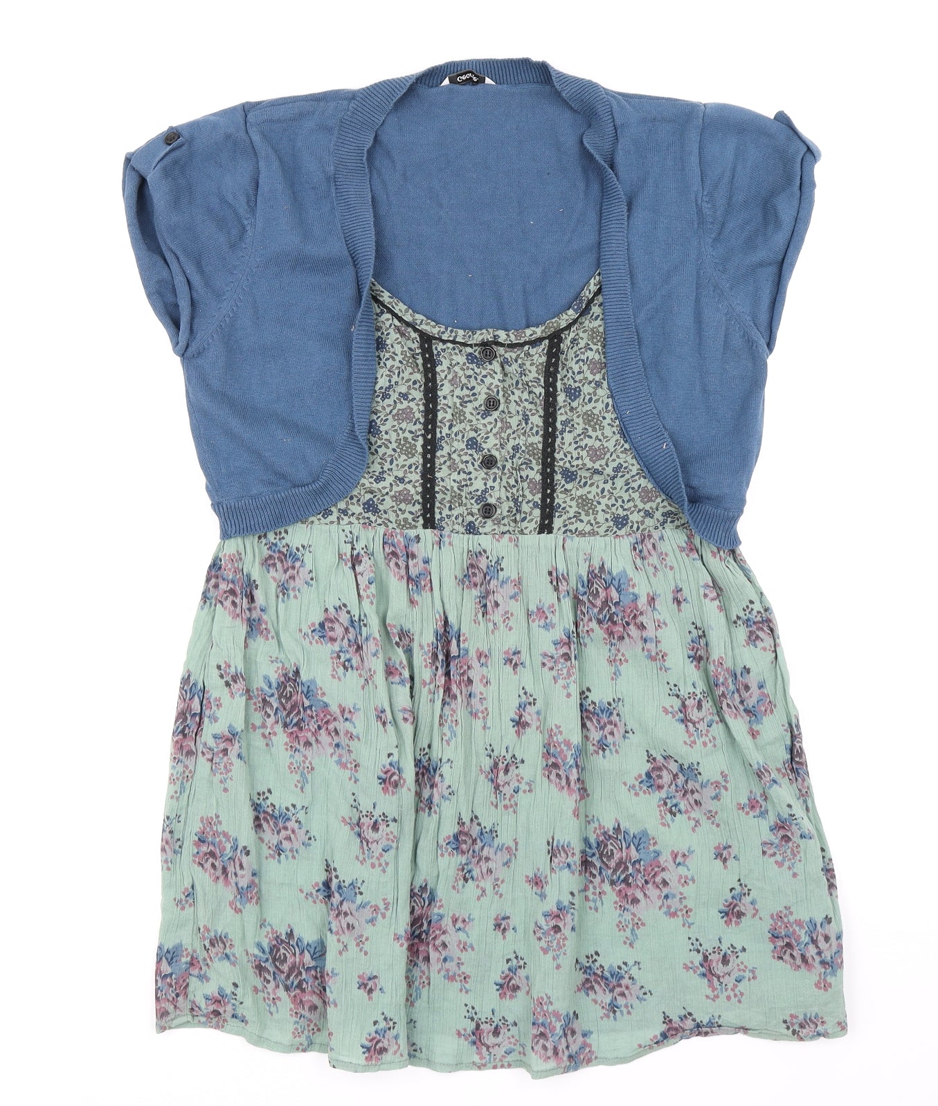 George Womens Green Floral  Basic Blouse Size 14