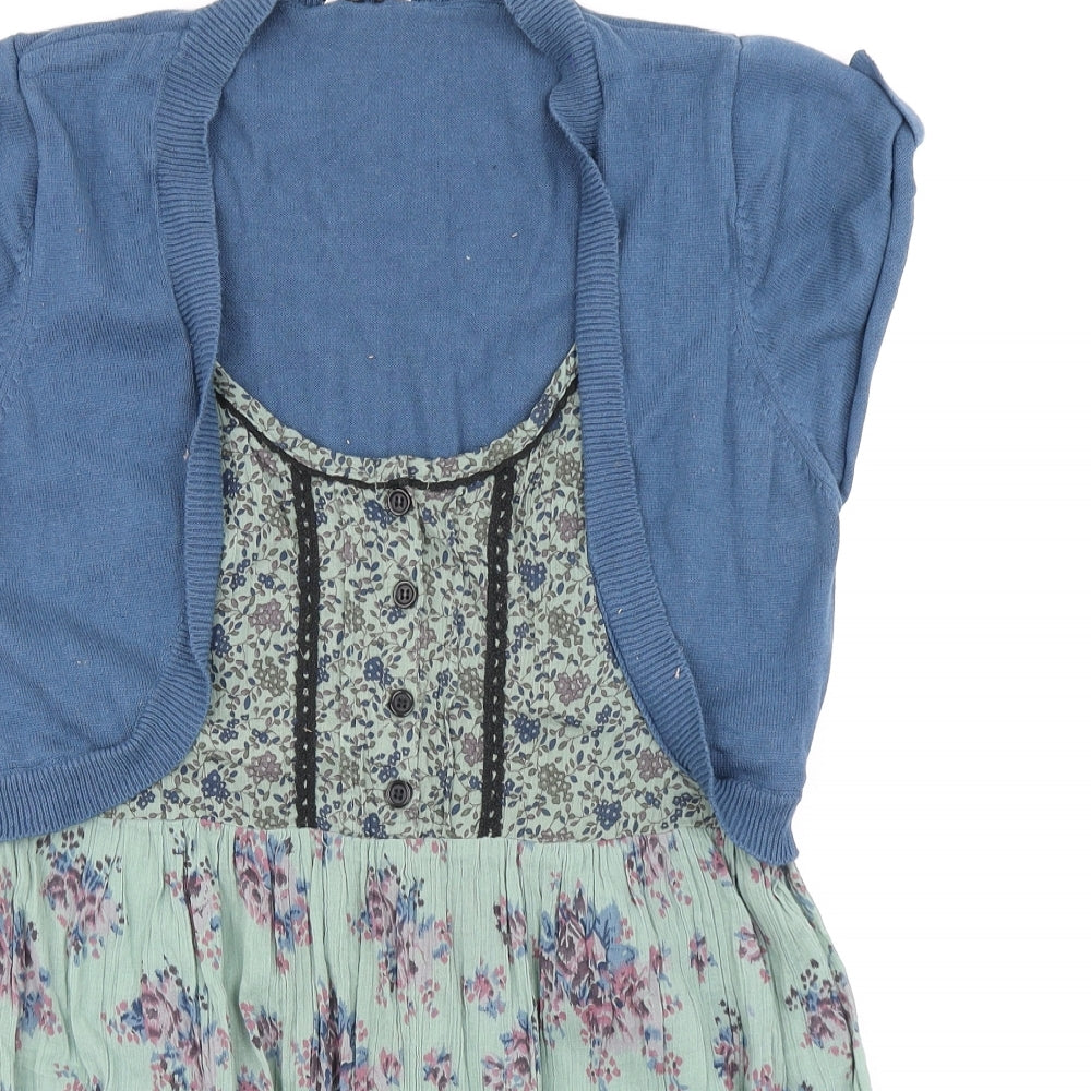 George Womens Green Floral  Basic Blouse Size 14