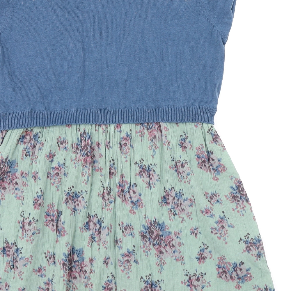 George Womens Green Floral  Basic Blouse Size 14