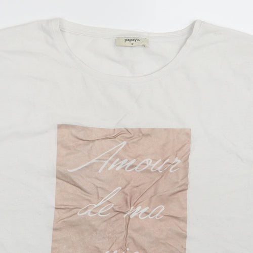 Papaya Womens White   Basic T-Shirt Size 12  - Love of my LIfe
