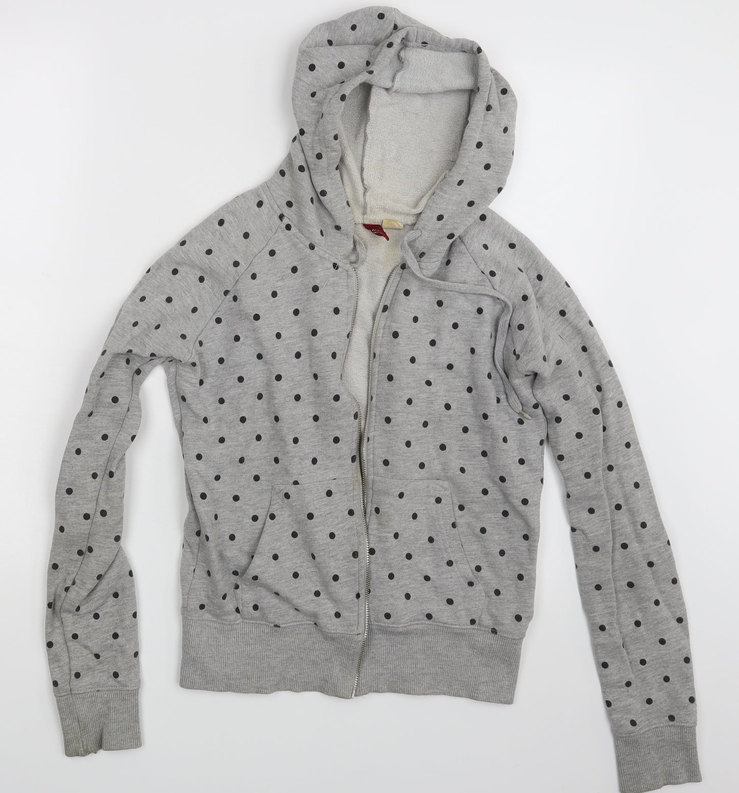Divided Womens Grey Polka Dot  Full Zip Hoodie Size 10