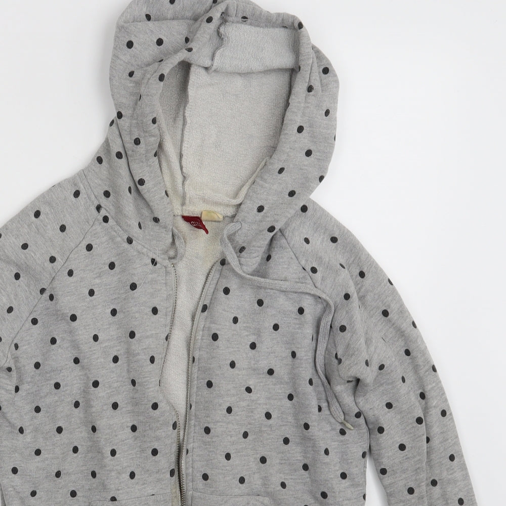 Divided Womens Grey Polka Dot  Full Zip Hoodie Size 10