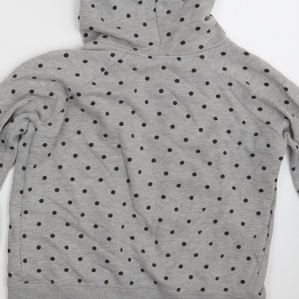 Divided Womens Grey Polka Dot  Full Zip Hoodie Size 10