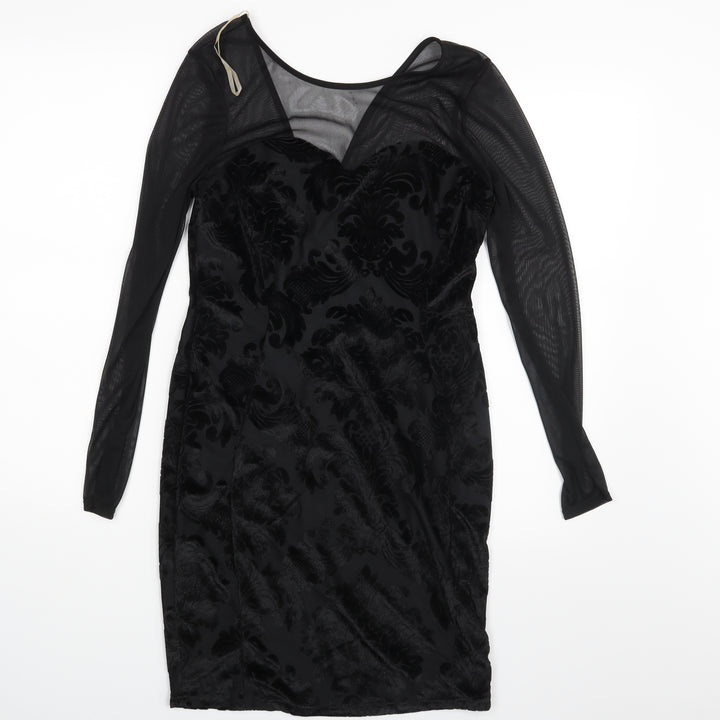 INTERNACIONALE Womens Black Paisley Fit & Flare Size 12