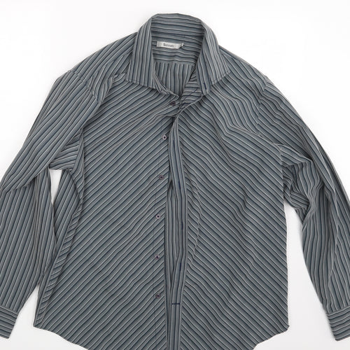 Sonett Mens Grey Striped   Button-Up Size XL