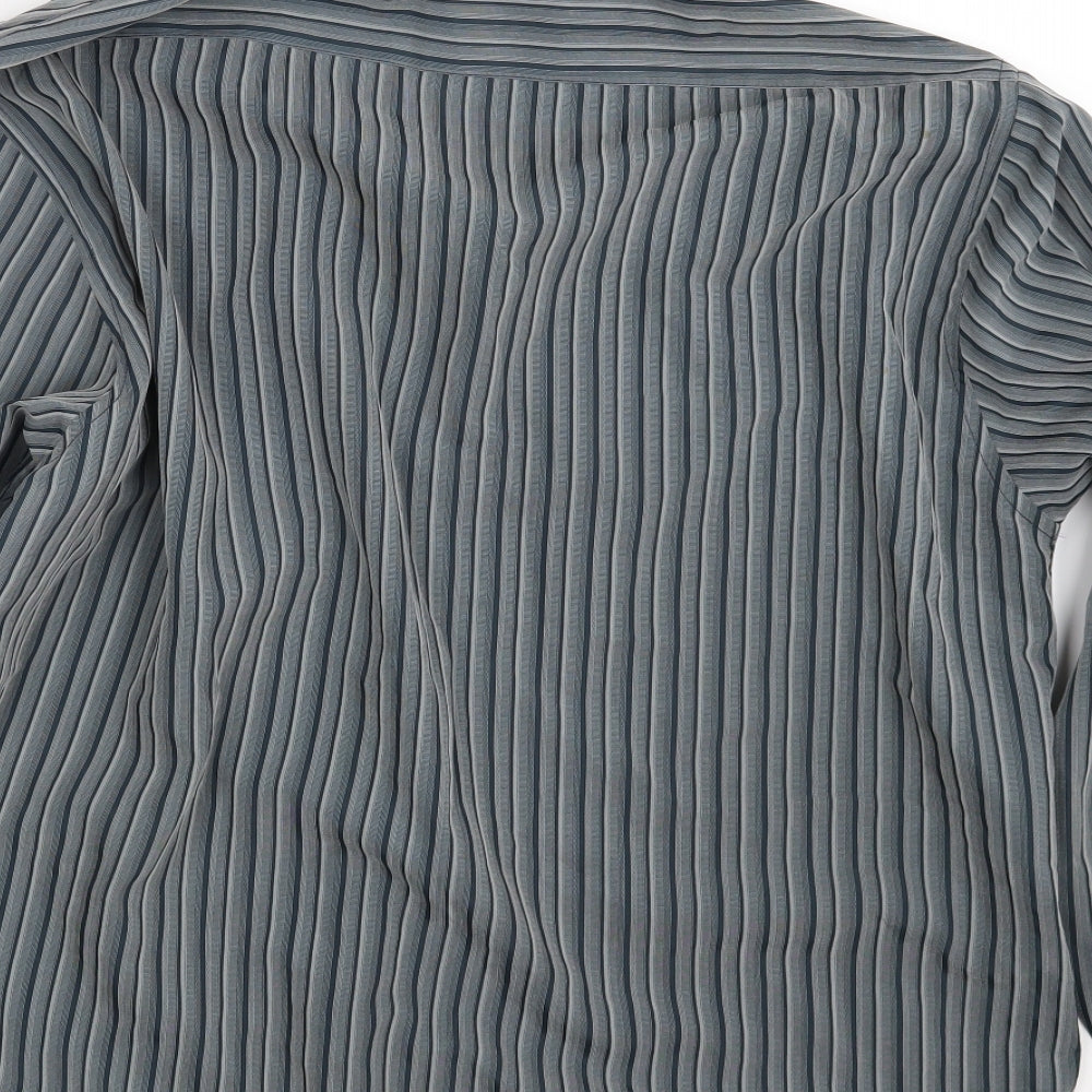 Sonett Mens Grey Striped   Button-Up Size XL