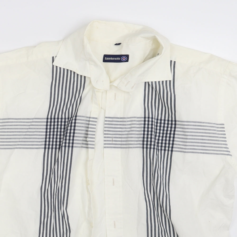 Lambretta Mens Ivory Striped   Button-Up Size XL