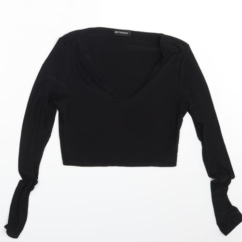 PRETTYLITTLETHING Womens Black   Basic Blouse Size 12
