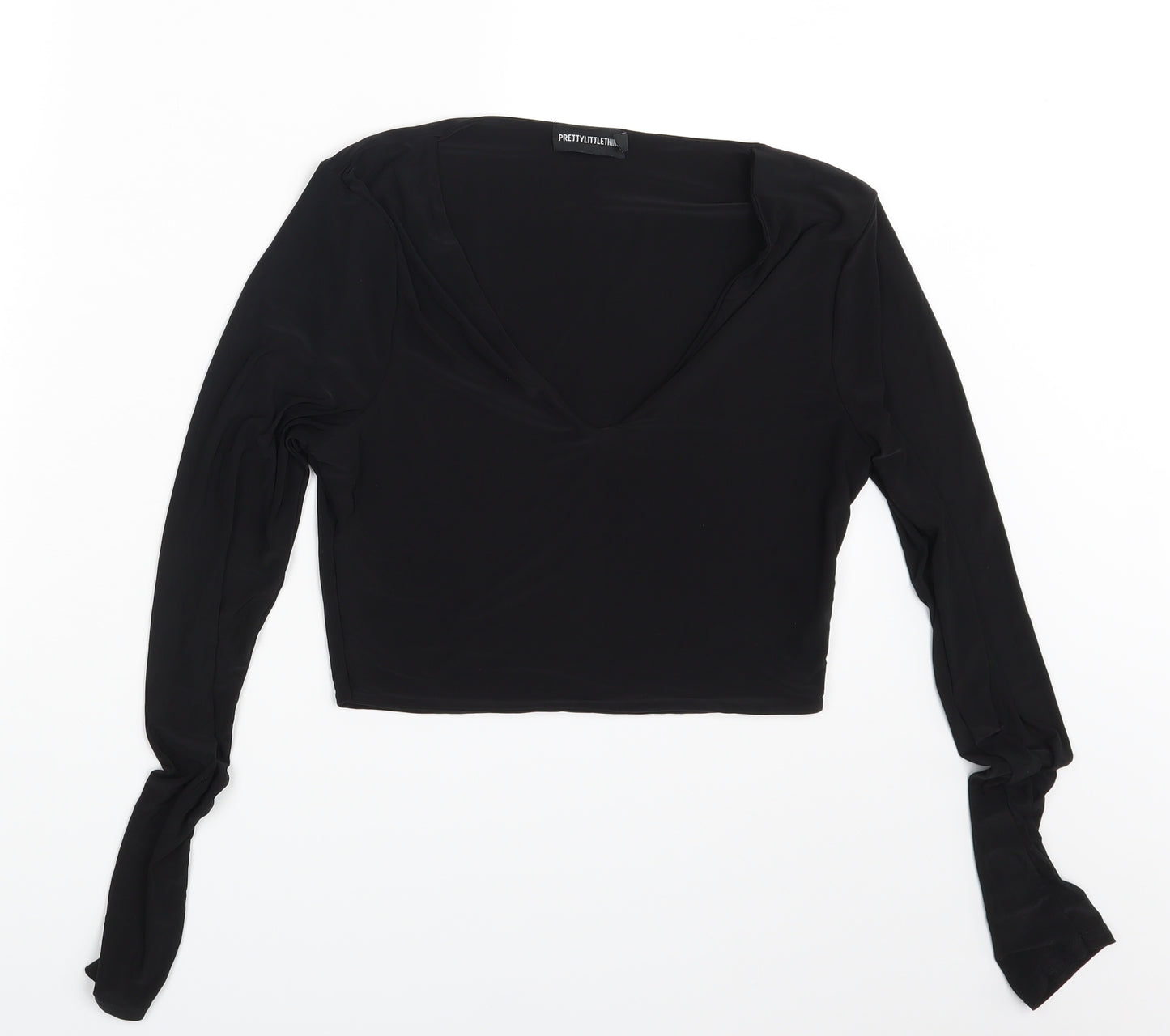 PRETTYLITTLETHING Womens Black   Basic Blouse Size 12