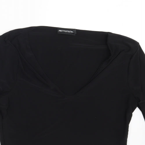 PRETTYLITTLETHING Womens Black   Basic Blouse Size 12