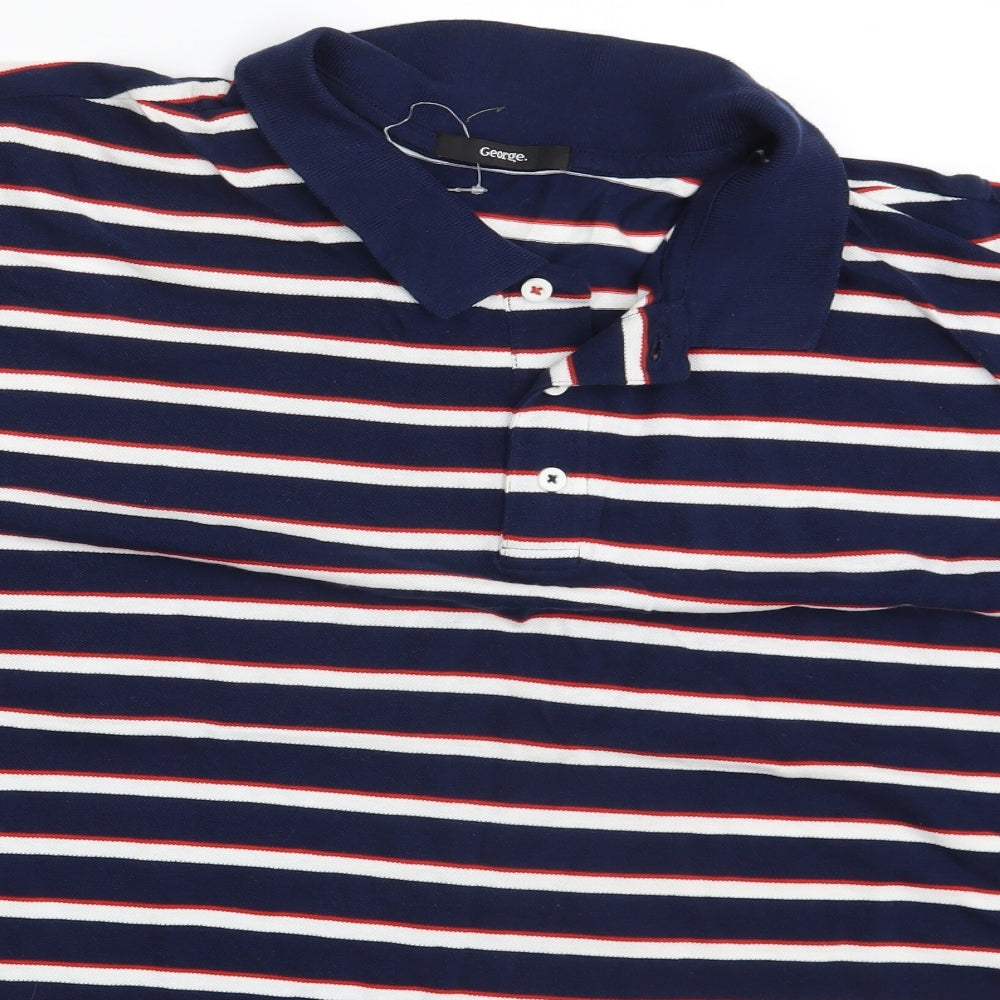 George Mens Multicoloured Striped   Polo Size 2XL