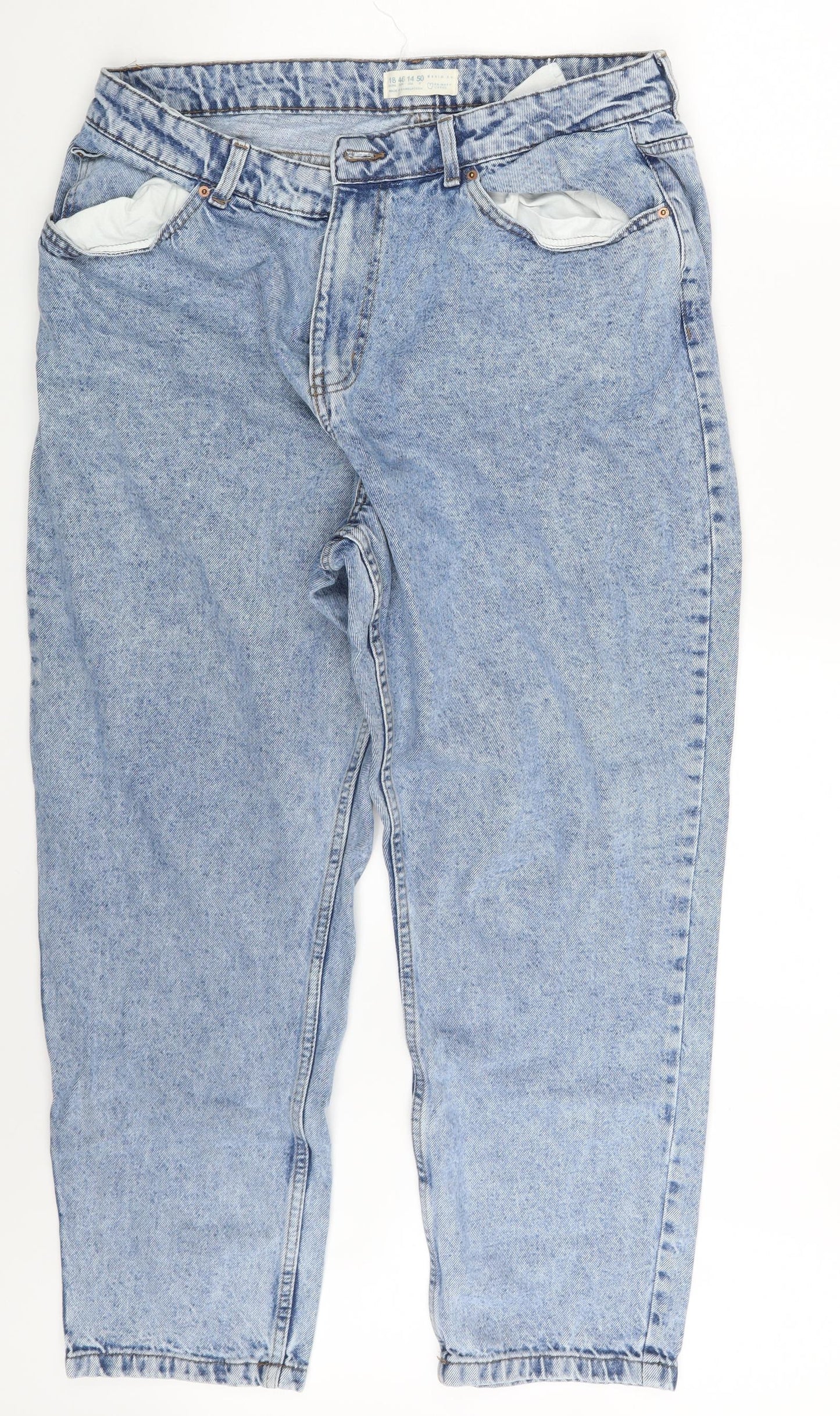 Primark Womens Blue  Denim Straight Jeans Size 18 L26 in