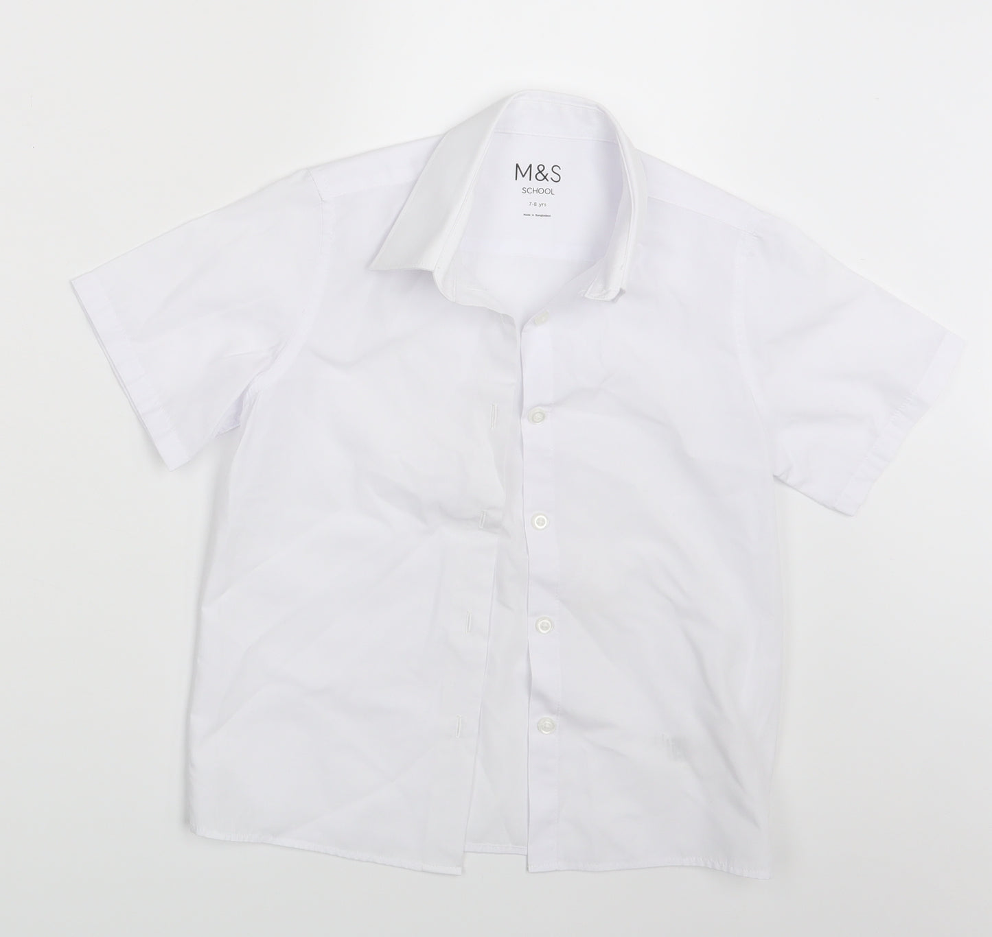 M&S Boys White   Basic Button-Up Size 7-8 Years