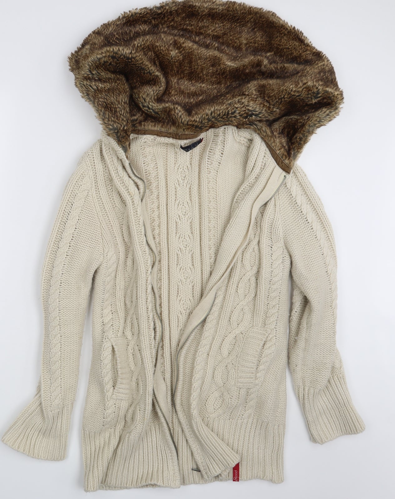 Pool Girl Womens Beige   Cardigan Hoodie Size L