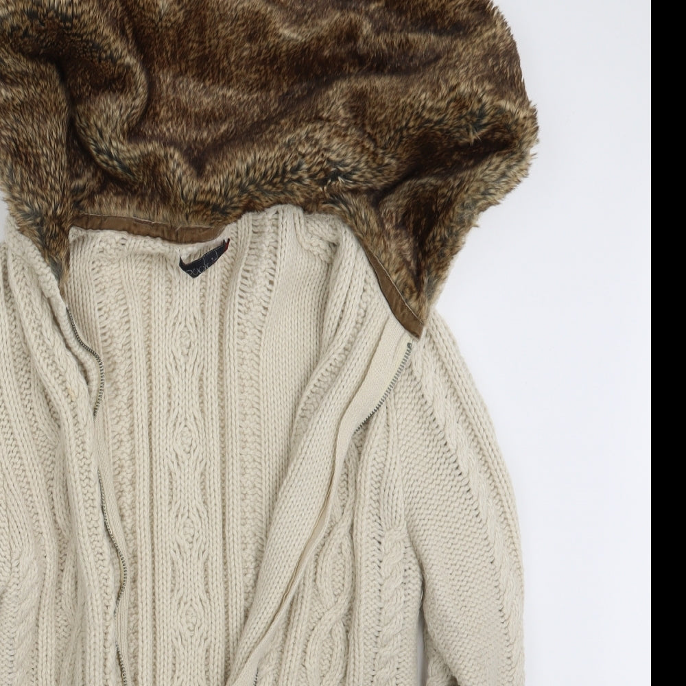 Pool Girl Womens Beige   Cardigan Hoodie Size L