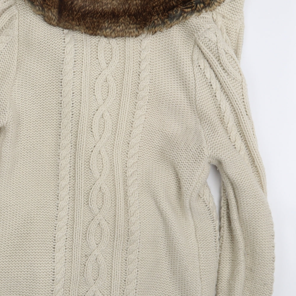 Pool Girl Womens Beige   Cardigan Hoodie Size L