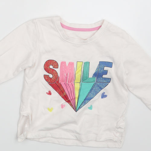 Matalan Girls Pink   Basic T-Shirt Size 3-4 Years  - SMILE