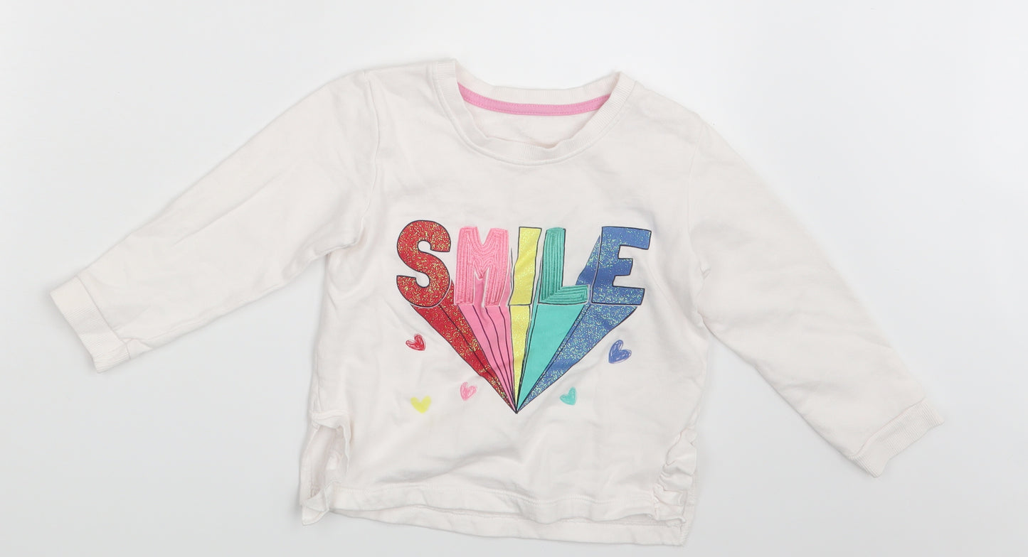 Matalan Girls Pink   Basic T-Shirt Size 3-4 Years  - SMILE